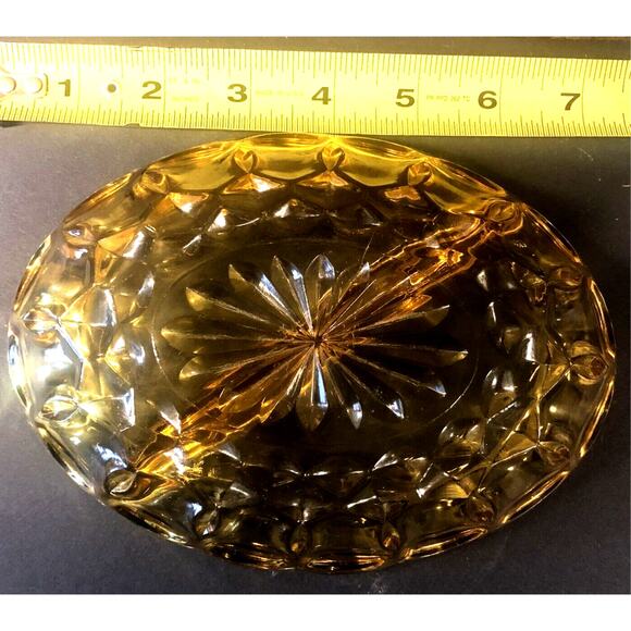 Amber Glass Anchor Hocking Fairfield Divided Oval Relish Dish Candy Nut Bowl - Picture 2 of 10
